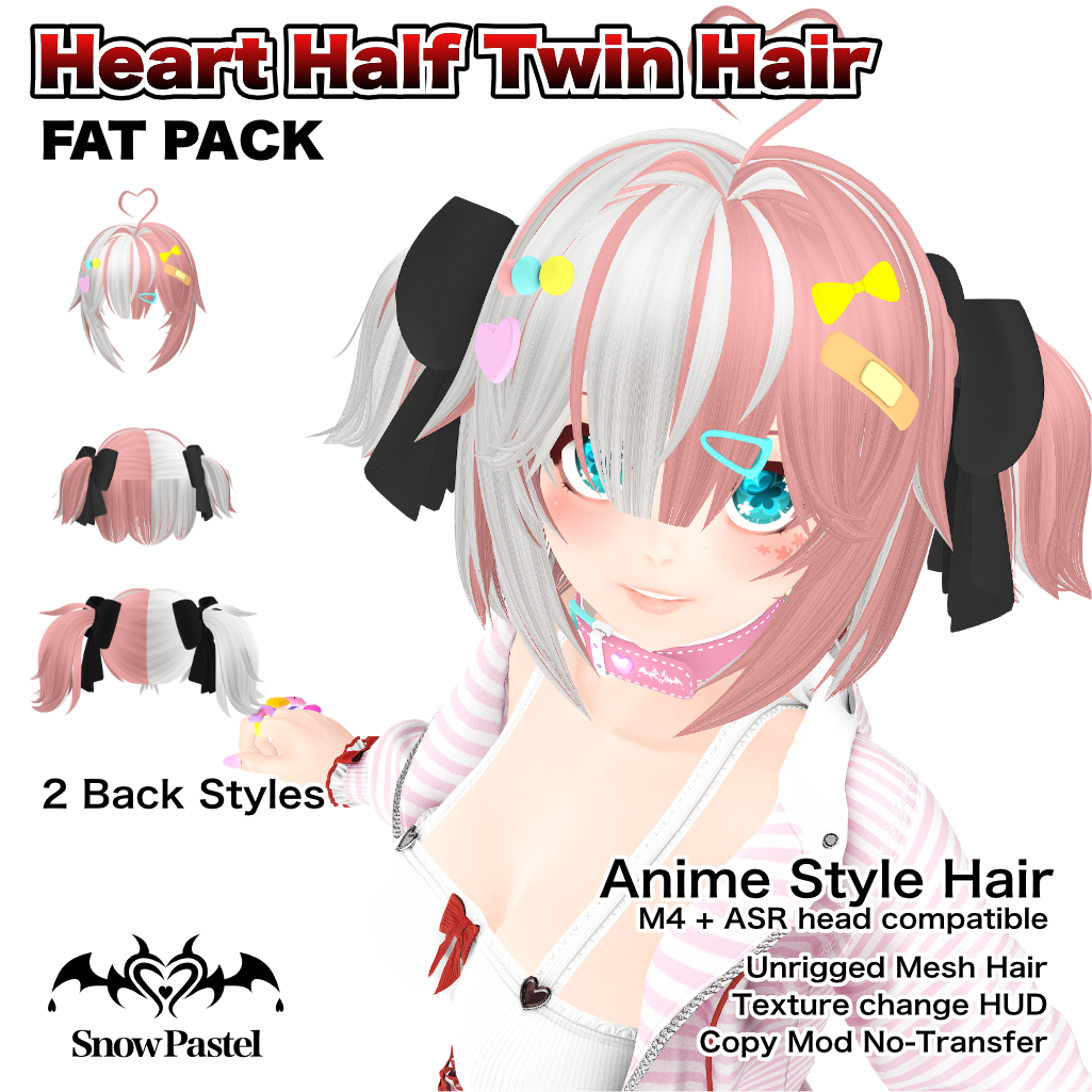 SnowPastel Heart Half Twin Hair